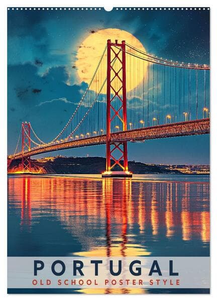 Portugal - Old School Poster Style (Wandkalender 2026 DIN A2 hoch), CALVENDO Monatskalender