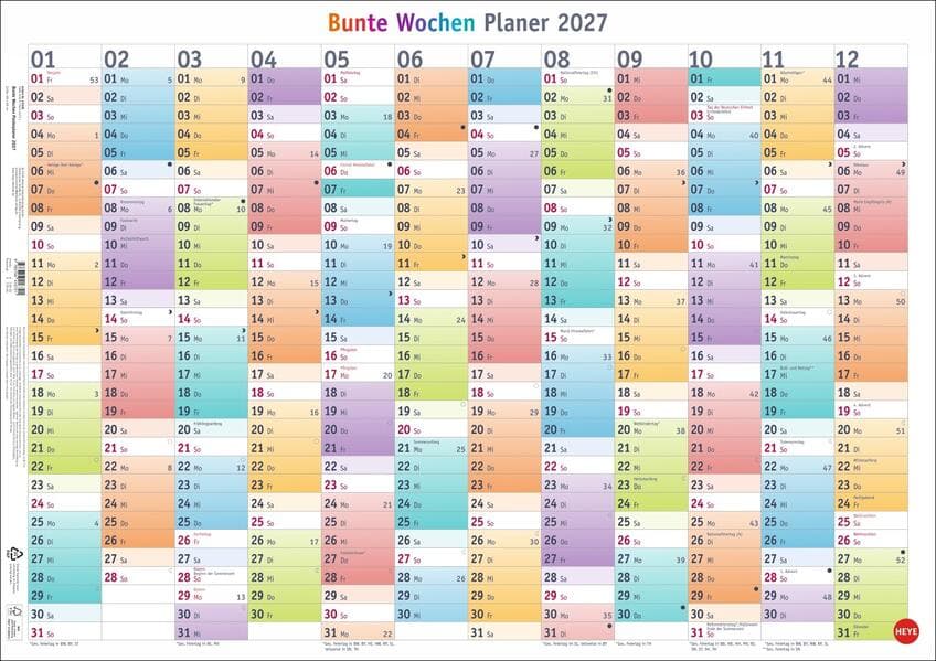 Bunte Wochen Posterplaner 2027