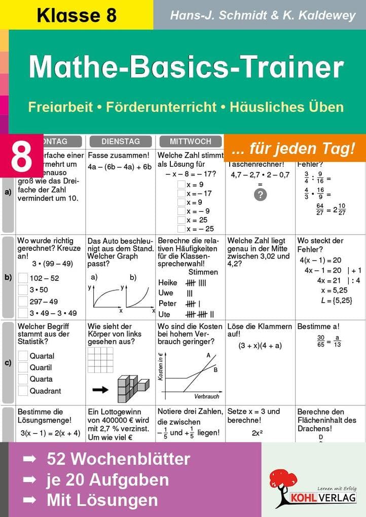 Mathe-Basics-Trainer / 8. Schuljahr Grundlagentraining für jeden Tag!