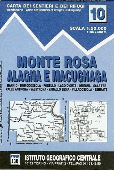 IGC Italien 1 : 50 000 Wanderkarte 10 Monte Rosa