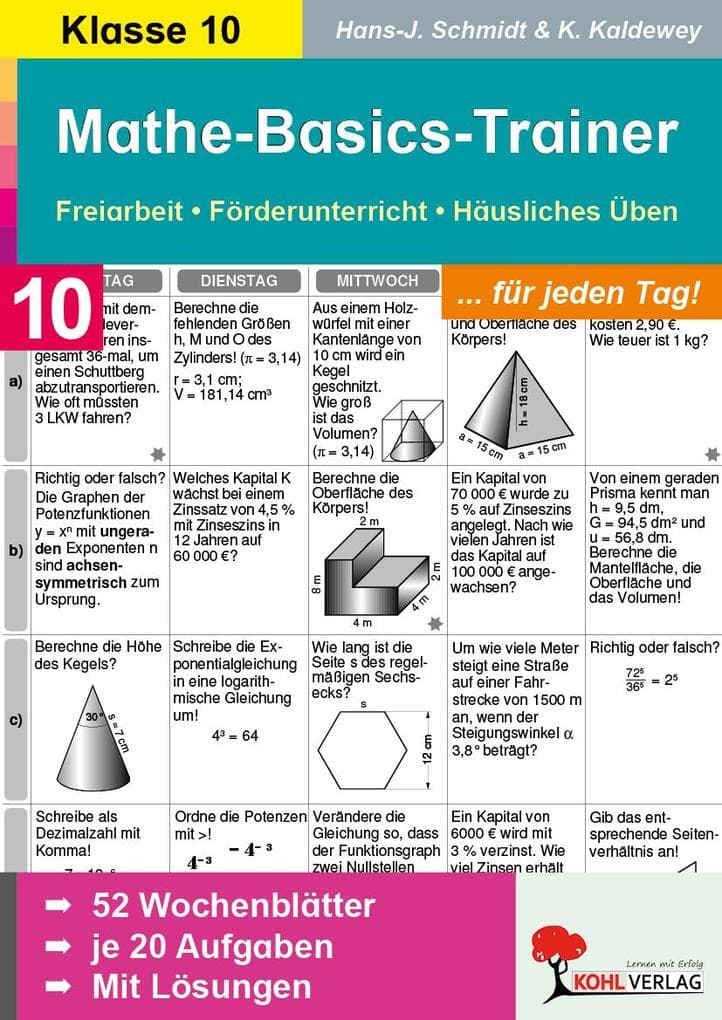 Mathe-Basics-Trainer / 10. Schuljahr Grundlagentraining für jeden Tag!
