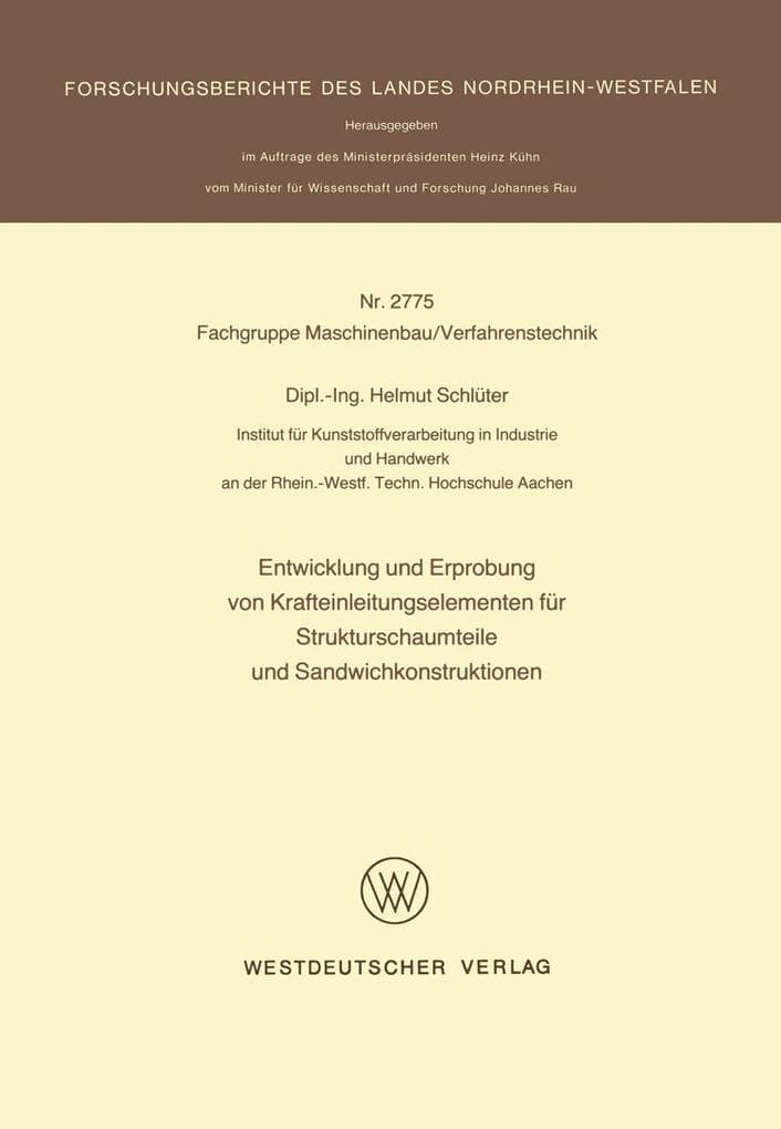 Entwicklung und Erprobung von Krafteinleitungselementen für Strukturschaumteile und Sandwichkonstruktionen