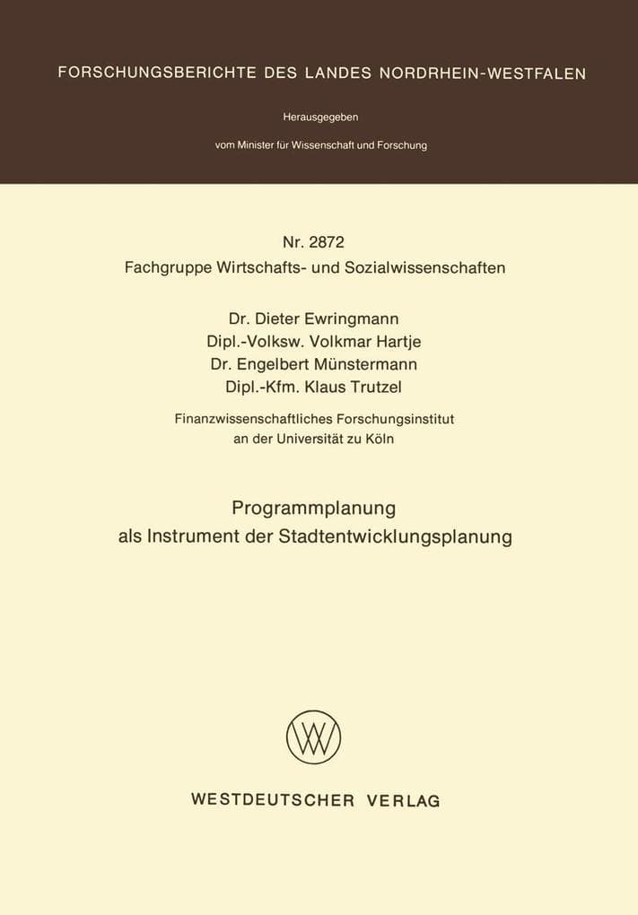 Programmplanung als Instrument der Stadtentwicklungsplanung