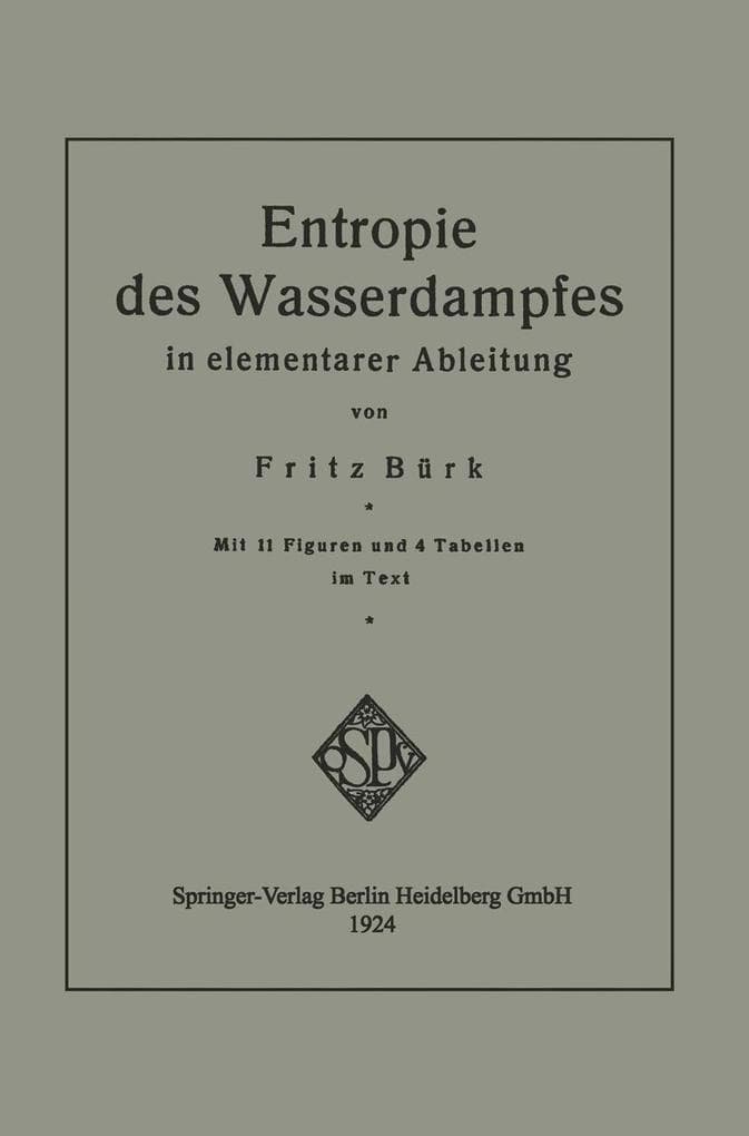 Entropie des Wasserdampfes in elementarer Ableitung