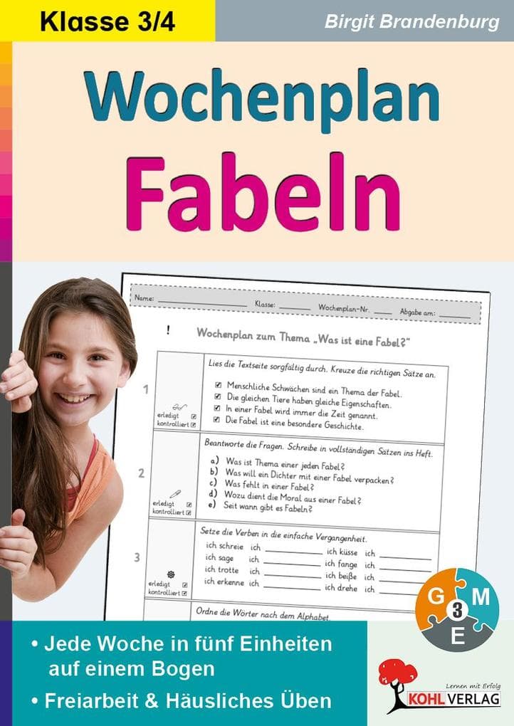 Wochenplan Fabeln / Klasse 3-4