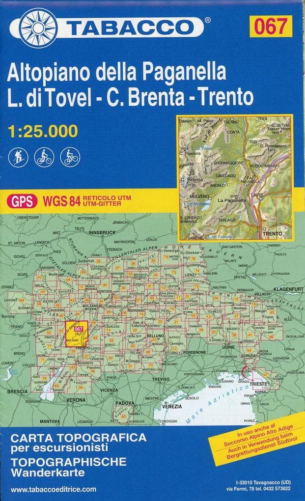 Wanderkarte 067 Altopiano della Paganella-C.Brenta-L.di Tovel