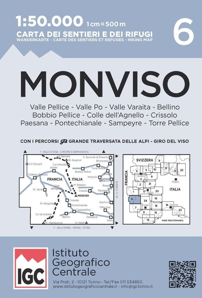 IGC Italien 1 : 50 000 Wanderkarte 6 Monviso