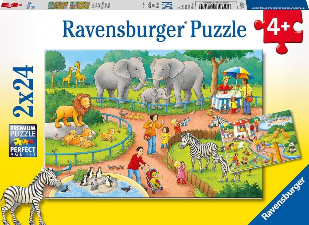 Ravensburger - Ein Tag im Zoo, 2 x 24 Teile