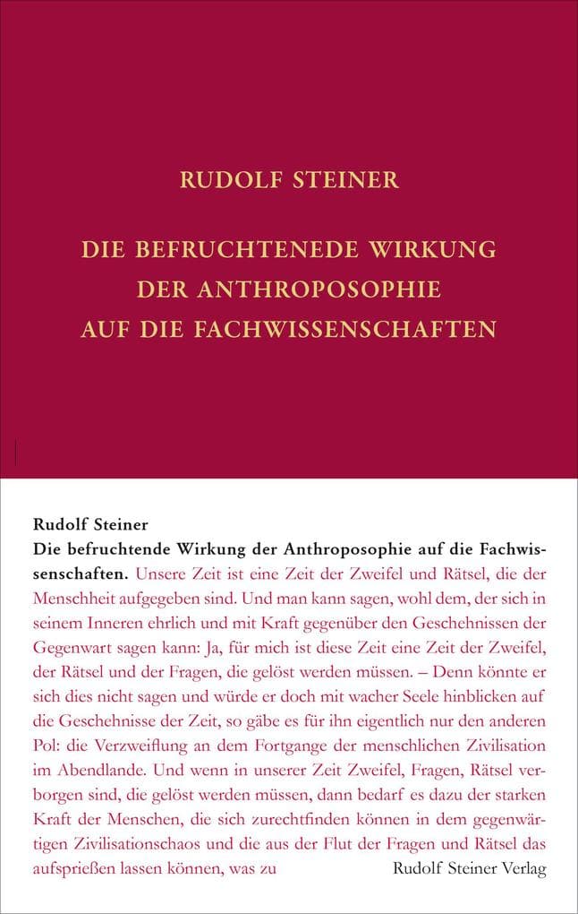 Die befruchtende Wirkung der Anthroposophie auf die Fachwissenschaften