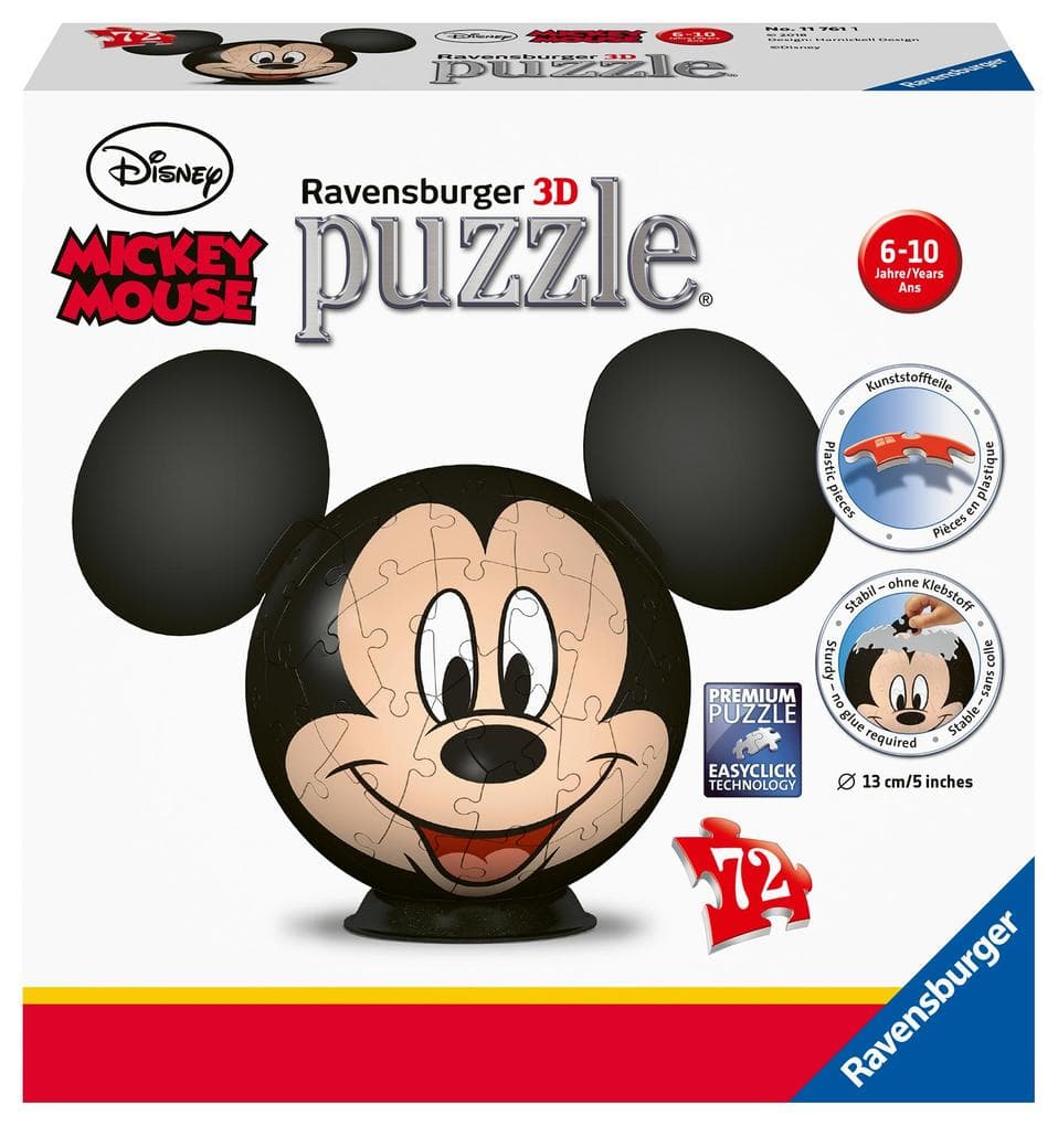 Ravensburger - Disney Mickey Mouse mit Ohren, 72 Teile