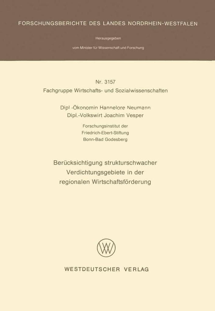 Berücksichtigung strukturschwacher Verdichtungsgebiete in der regionalen Wirtschaftsförderung