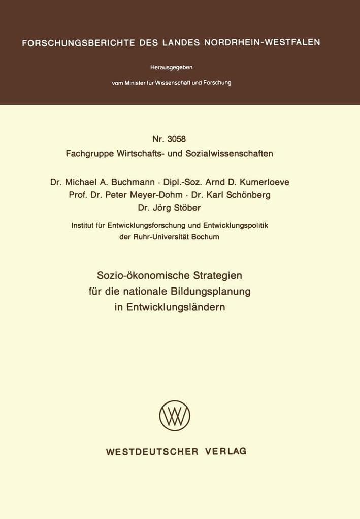 Sozio-ökonomische Strategien für die nationale Bildungsplanung in Entwicklungsländern