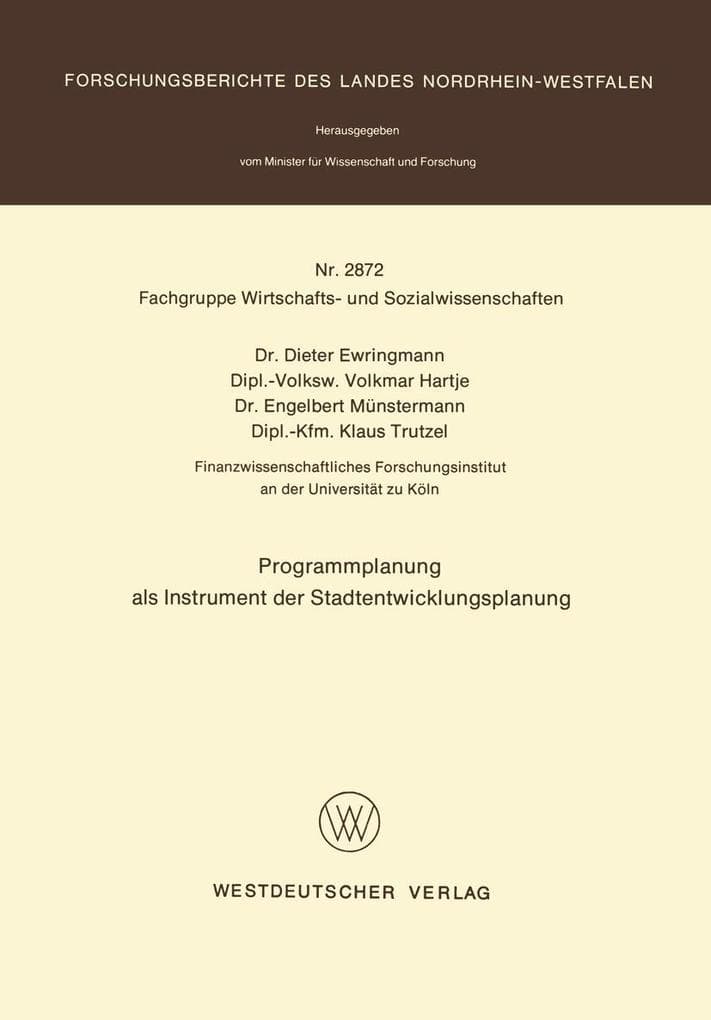 Programmplanung als Instrument der Stadtentwicklungsplanung