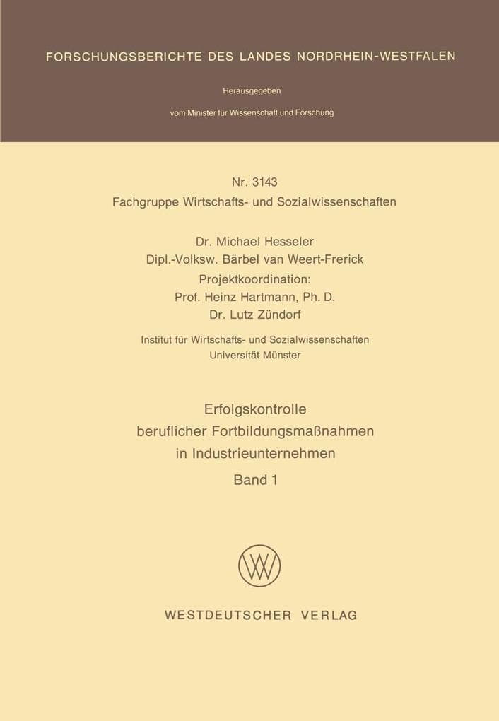 Erfolgskontrolle beruflicher Fortbildungsmaßnahmen in Industrieunternehmen