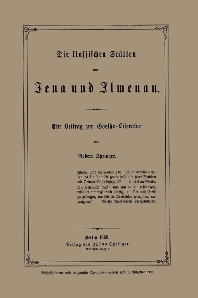 Die klassischen Stätten von Jena und Jlmenau