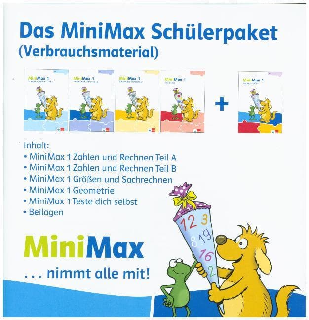 MiniMax 1. Schülerpaket (4 Themenhefte: Zahlen und Rechnen A, Zahlen und Rechnen B, Größen und Sachrechnen, Geometrie) - Verbrauchsmaterial Klasse 1