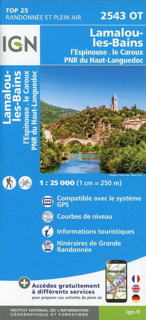 Lamalou-les-Bains.L'Espinouse.Le Caroux.PNR du Haut-Languedoc 1:25 000