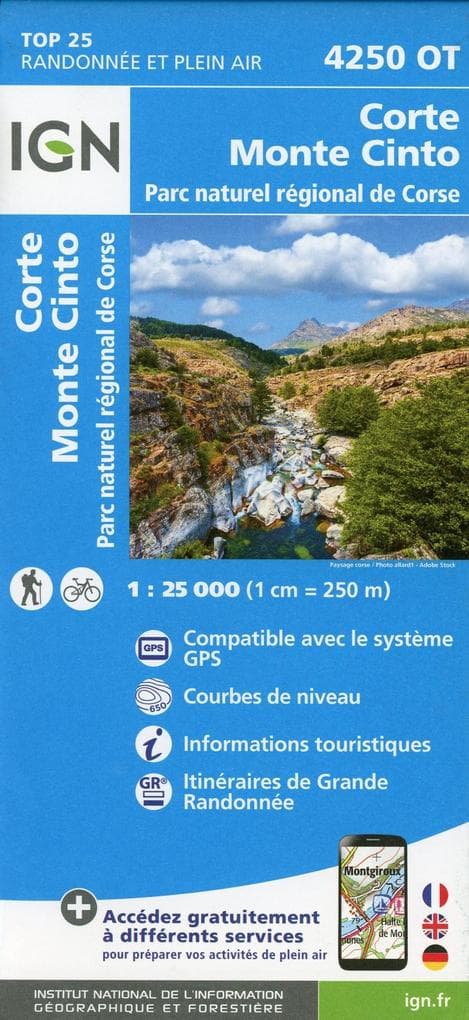 Corte Monte Cinto Parc naturel régional de Corse 1 : 25 000