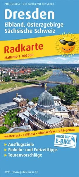 Radwanderkarte Dresden - Elbland, Osterzgebirge, Sächsische Schweiz 1 : 100 000