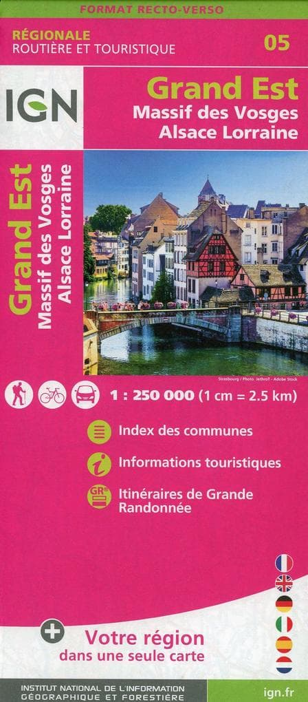 Grand Est (Massif des Vosges Alsace Lorraine) Recto/verso 1:250 000