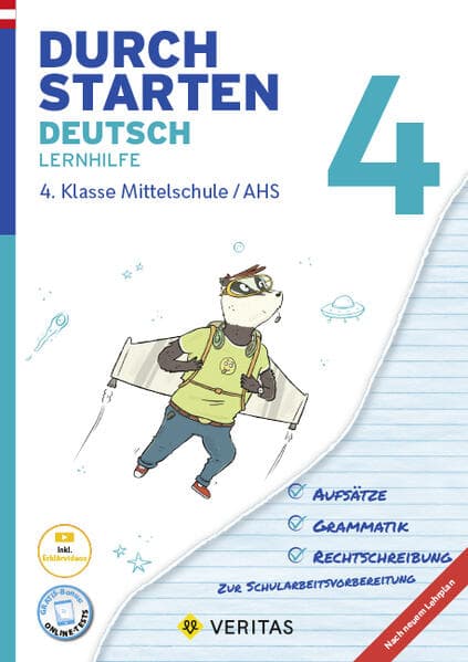 Durchstarten 4. Klasse - Deutsch Mittelschule/AHS - Lernhilfe mit herausnehmbares Lösungsheft