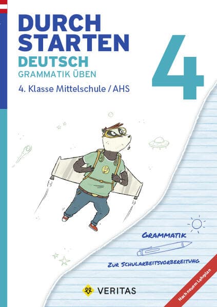 Durchstarten 4. Klasse - Deutsch Mittelschule/AHS - Grammatik - Lernhilfe mit herausnehmbares Lösungsheft