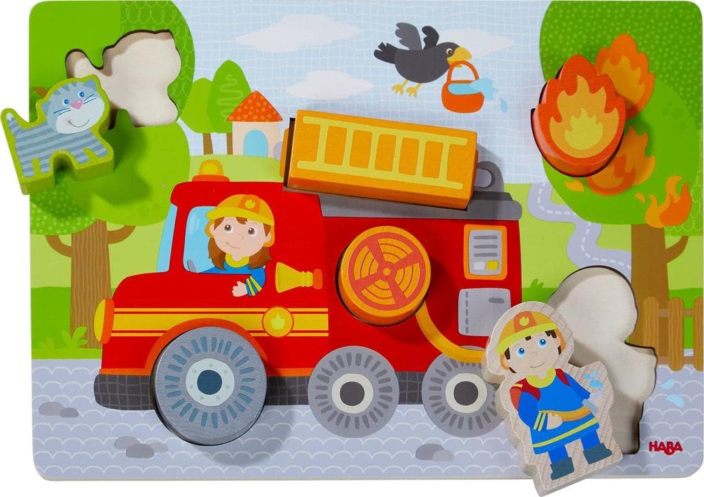 Holzpuzzle Feuerwehrauto