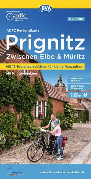 ADFC-Regionalkarte Prignitz, 1:75.000, mit Tagestourenvorschlägen, reiß- und wetterfest, E-Bike-geeignet, mit Knotenpunkten, GPS-Tracks Download,