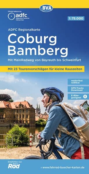 ADFC-Regionalkarte Coburg Bamberg, 1:75.000, mit Tagestourenvorschlägen, reiß- und wetterfest, E-Bike-geeignet, GPS-Tracks Download