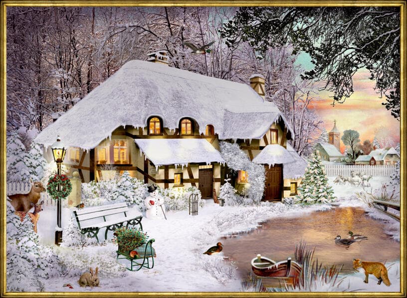 Coppenrath - Edition Barbara Behr - Winterliches Cottage, Wand-Adventskalender A4