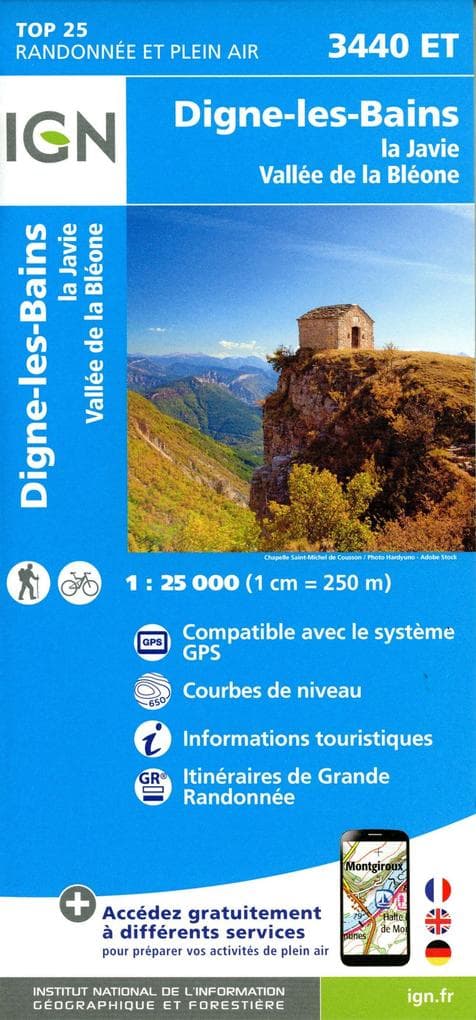 Digne-les-Bains - La Javie - Vallée de la Bléone 1:25 000