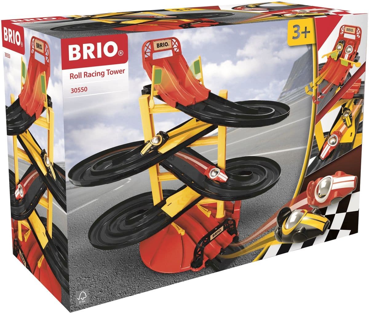 BRIO - 30550 Rennbahn-Turm mit zwei Rennwagen | Rennwagen-Spielzeugset für Kinder ab 3 Jahren