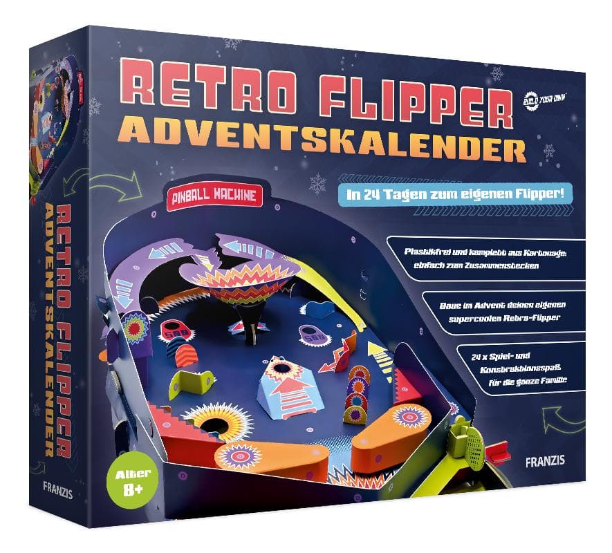 Retro Flipper Adventskalender, in 24 Tagen zum eigenen Flipper, für Kinder ab 8 Jahren