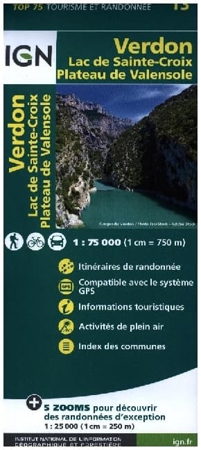 IGN 75 000 Touristische Wanderkarte 13 Verdon Lac de Sainte-Croix