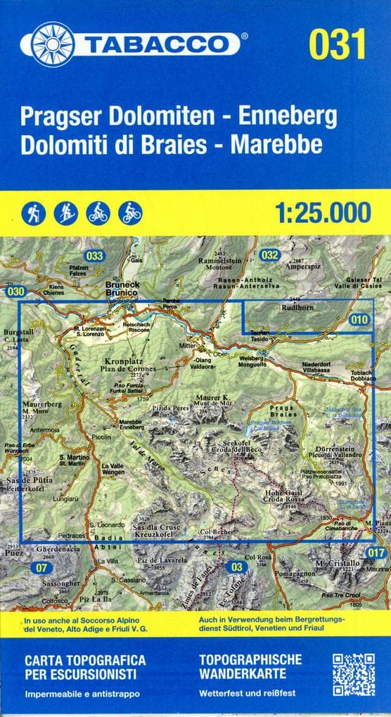 Tabacco Wandern Pragser Dolomiten 1:25000