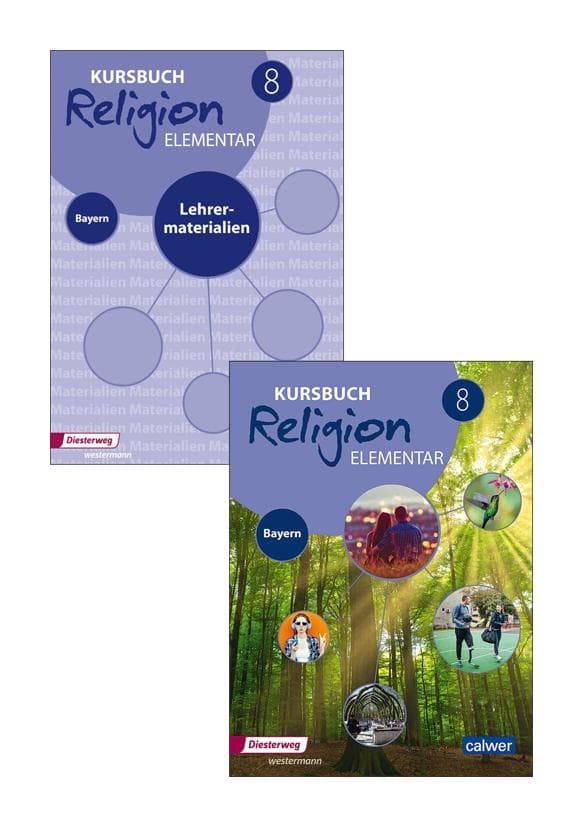 Kombi-Paket: Kursbuch Religion Elementar 8 - Ausgabe 2017 für Bayern. Schulbuch 8 und Lehrermaterial 8