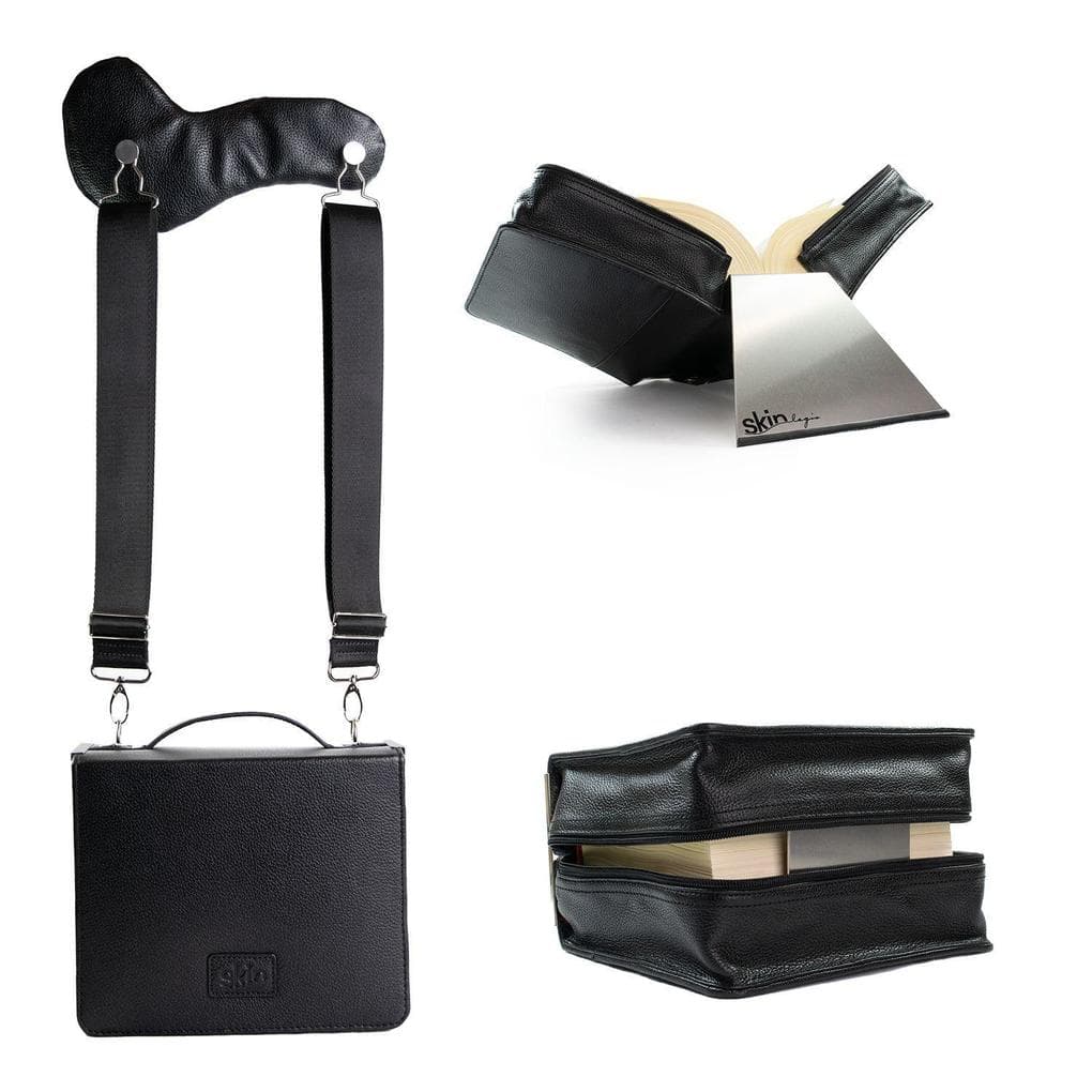 HabersackSKIN Tasche PURO aus Nappaleder in Gr. XL in Onyx-Schwarz mit Tragegurt & Buchstütze