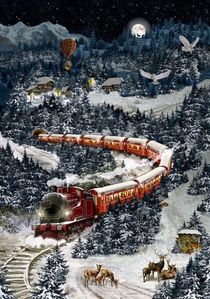 A4-Wand-Adventskalender - Weihnachtsexpress in Winterlandschaft