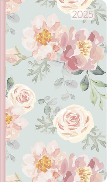 Ladytimer Slim Roses 2025 Taschen-Kalender 9x15,6 cm - Weekly - 128 Seiten - Notiz-Buch