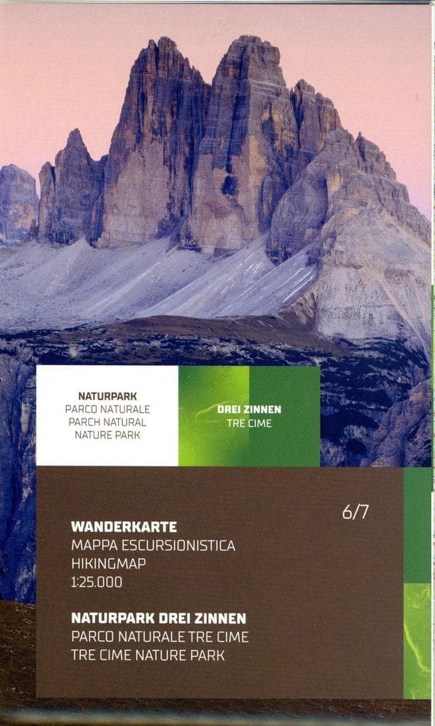 Parco naturale Tre Cime. Carta topografica per escursionisti in scala 1:25.000. Ediz. italiana, inglese, francese e tedesca