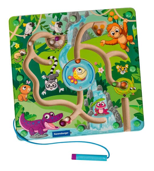 Play+ Magnetisches Holz-Labyrinth: Dschungel - ab 18 Monate