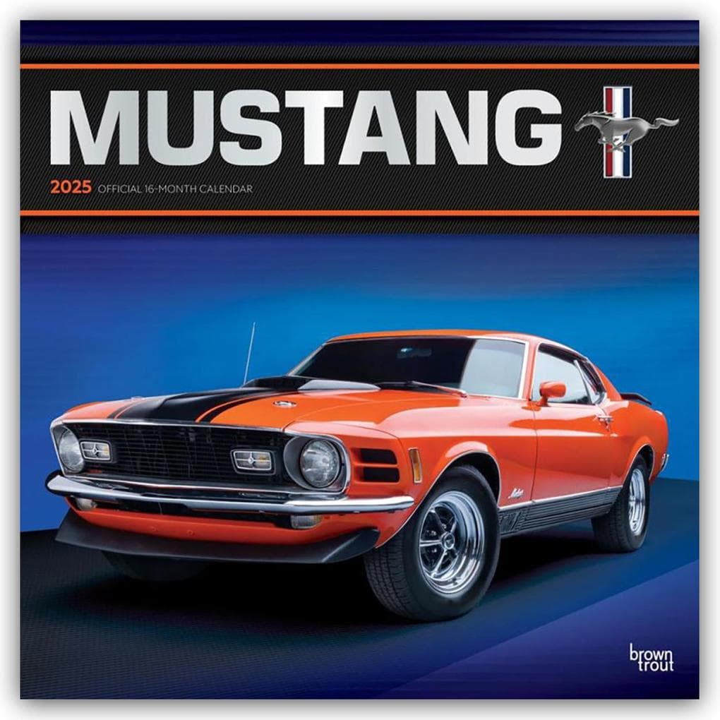 Ford Mustang Official 2025 12 X 24 Inch Monthly Square Wall Calendar Foil Stamped Cover Plastic-Free