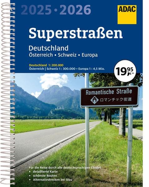 ADAC Superstraßen Autoatlas 2025/2026 Deutschland 1:200.000, Österreich, Schweiz 1:300.000 mit Europ