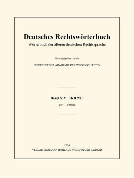 Deutsches Rechtswörterbuch Band XIV, Heft 9/10