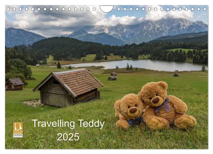 Travelling Teddy 2025 (Wandkalender 2025 DIN A4 quer), CALVENDO Monatskalender