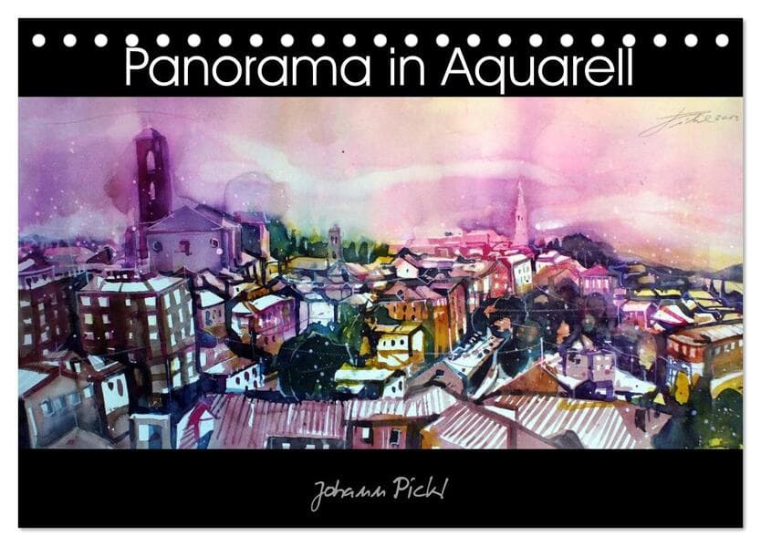 Panorama in Aquarell (Tischkalender 2025 DIN A5 quer), CALVENDO Monatskalender