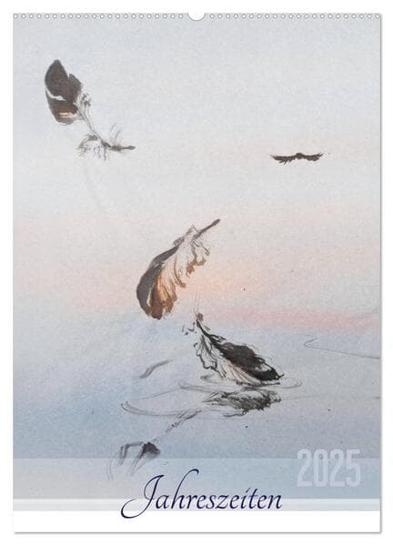 Jahreszeiten in Stil japanischer Malerei - Kunst (Wandkalender 2025 DIN A2 hoch), CALVENDO Monatskalender