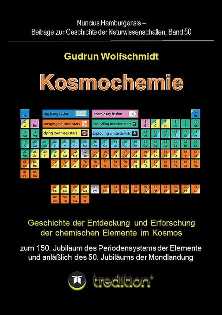 Kosmochemie - Geschichte der Entdeckung und Erforschung der chemischen Elemente im Kosmos zum 150. Jubiläum des Periodensystems der Elemente (PSE, 1869) und anläßlich des 50. Jubiläums der Mondlandung