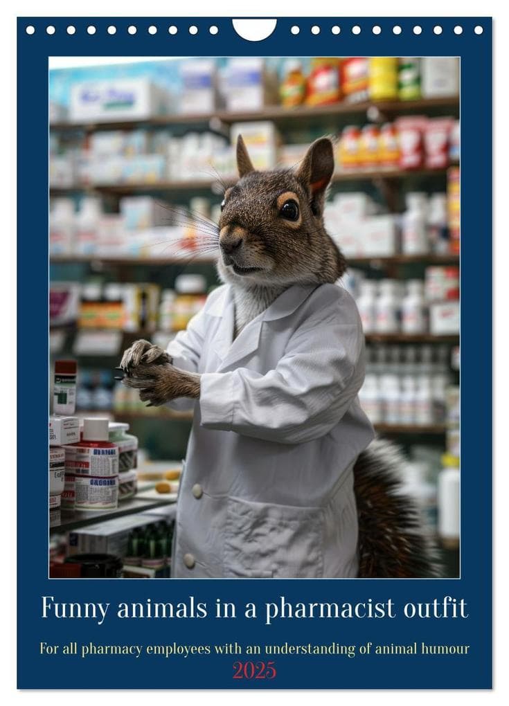 Funny animals in a pharmacist outfit (Wall Calendar 2025 DIN A4 portrait), CALVENDO 12 Month Wall Calendar