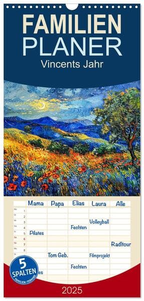 Familienplaner 2025 - Vincents Jahr mit 5 Spalten (Wandkalender, 21 x 45 cm) CALVENDO